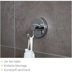 WENKO Crochet Mural Sans Percer Vacuum Loc, Lot De 2, Métal Chromé, 6x6.7x5 Cm, Lot De 2 éponges Offertes 9 WENKO Crochet Mural Sans Percer Vacuum Loc, Lot De 2, Métal Chromé, 6x6.7x5 Cm, Lot De 2 éponges Offertes -WENKO Soldes 32712524 3