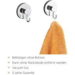 WENKO Crochet Mural Sans Percer Vacuum Loc, Lot De 2, Métal Chromé, 6x6.7x5 Cm, Lot De 2 éponges Offertes 10 WENKO Crochet Mural Sans Percer Vacuum Loc, Lot De 2, Métal Chromé, 6x6.7x5 Cm, Lot De 2 éponges Offertes -WENKO Soldes 32712524 4