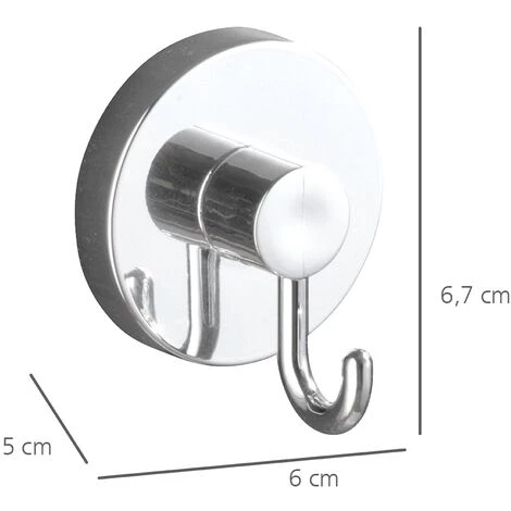WENKO Crochet Mural Sans Percer Vacuum Loc, Lot De 2, Métal Chromé, 6x6.7x5 Cm, Lot De 2 éponges Offertes 7 WENKO Crochet Mural Sans Percer Vacuum Loc, Lot De 2, Métal Chromé, 6x6.7x5 Cm, Lot De 2 éponges Offertes – Image 5