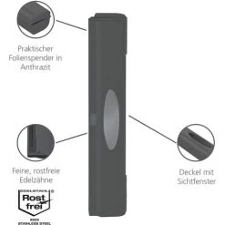 WENKO Dérouleur Film Alimentaire, Dérouleur Papier Aluminium, Perfect Cutter, Anthracite, 38 X 5,2 X 6,7 Cm, Lot De 2 éponges Offertes 8 WENKO Dérouleur Film Alimentaire, Dérouleur Papier Aluminium, Perfect Cutter, Anthracite, 38 X 5,2 X 6,7 Cm, Lot De 2 éponges Offertes -WENKO Soldes 32712525 2