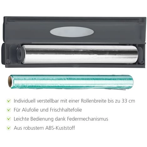 WENKO Dérouleur Film Alimentaire, Dérouleur Papier Aluminium, Perfect Cutter, Anthracite, 38 X 5,2 X 6,7 Cm, Lot De 2 éponges Offertes 5 WENKO Dérouleur Film Alimentaire, Dérouleur Papier Aluminium, Perfect Cutter, Anthracite, 38 X 5,2 X 6,7 Cm, Lot De 2 éponges Offertes – Image 3