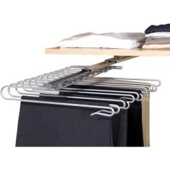 WENKO Porte Pantalon Coulissant, 12 Pantalons, Acier, 33x10x47 Cm, Chromé, Lot De 2 éponges Offertes -WENKO Soldes 32712526 4