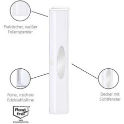 WENKO Dérouleur Film Alimentaire, Distributeur Papier Aluminium, Perfect Cutter, Blanc, 38x5,2x6,7 Cm, Lot De 2 éponges Offertes -WENKO Soldes 32712528 2