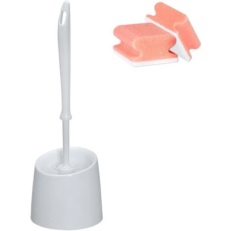 WENKO Brosse WC, Brosse WC Blanc Excellent Rapport Qualité/Prix, 14x38 Cm, Lot 2 éponges Offertes 3 WENKO Brosse WC, Brosse WC Blanc Excellent Rapport Qualité/Prix, 14x38 Cm, Lot 2 éponges Offertes
