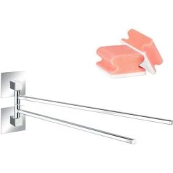 WENKO Porte Serviette Mural, Fixation Sans Perçage, Adhésif Puissant, Charge 40kg, Lot De 2 éponges Offertes