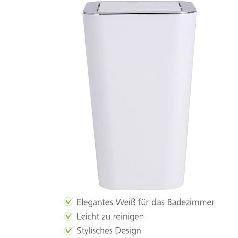 WENKO Petite Poubelle Salle De Bain, Candy Blanc, Capacité 6L, 18x28.5x18 Cm, Lot De 2 éponges Offertes 6 WENKO Petite Poubelle Salle De Bain, Candy Blanc, Capacité 6L, 18x28.5x18 Cm, Lot De 2 éponges Offertes – Image 4