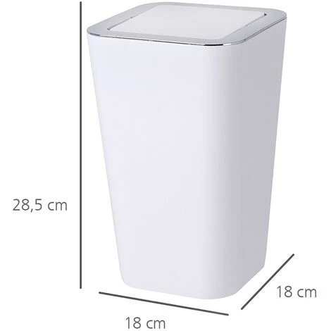 WENKO Petite Poubelle Salle De Bain, Candy Blanc, Capacité 6L, 18x28.5x18 Cm, Lot De 2 éponges Offertes 7 WENKO Petite Poubelle Salle De Bain, Candy Blanc, Capacité 6L, 18x28.5x18 Cm, Lot De 2 éponges Offertes – Image 5