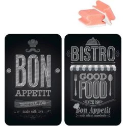 WENKO Protection Plaque De Cuisson, Plaque De Protection En Verre "Bon Appetit", 3en1, Lot De 2 éponges Offertes