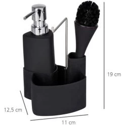 WENKO Rangement évier, Distributeur Liquide Vaisselle Porte Eponge, Brosse, Noir, Lot De 2 éponges Offertes -WENKO Soldes 32712534 3