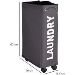 WENKO Panier à Linge étroit, "Laundry", Gris, Capacité 43L, Lot De 2 éponges Offertes 9 WENKO Panier à Linge étroit, "Laundry", Gris, Capacité 43L, Lot De 2 éponges Offertes -WENKO Soldes 32712535 3