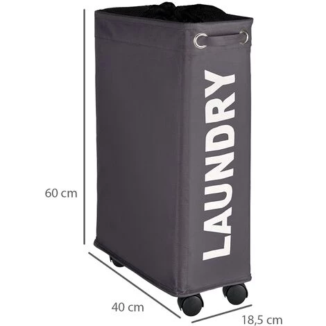 WENKO Panier à Linge étroit, "Laundry", Gris, Capacité 43L, Lot De 2 éponges Offertes 5 WENKO Panier à Linge étroit, "Laundry", Gris, Capacité 43L, Lot De 2 éponges Offertes – Image 3