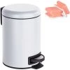 WENKO Poubelle Salle De Bain Leman, Petite Poubelle à Pédale, Inox Blanc, 3L, 17x25x22,5 Cm, Lot De 2 éponges