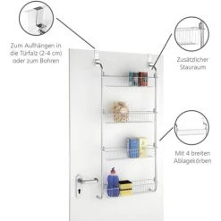 WENKO Etagère à Suspendre Ou à Fixer, 4 Paniers De Rangement, 50x109x14 Cm, Acier Chromé, Lot De 2 éponges Offertes 9 WENKO Etagère à Suspendre Ou à Fixer, 4 Paniers De Rangement, 50x109x14 Cm, Acier Chromé, Lot De 2 éponges Offertes -WENKO Soldes 32712539 3