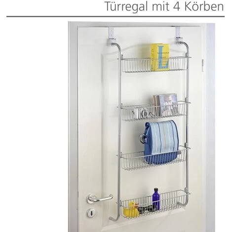 WENKO Etagère à Suspendre Ou à Fixer, 4 Paniers De Rangement, 50x109x14 Cm, Acier Chromé, Lot De 2 éponges Offertes 6 WENKO Etagère à Suspendre Ou à Fixer, 4 Paniers De Rangement, 50x109x14 Cm, Acier Chromé, Lot De 2 éponges Offertes – Image 4