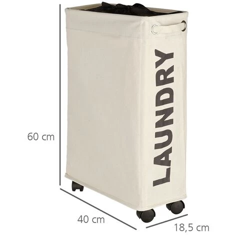 WENKO Panier à Linge étroit, Panier à Linge Sale Corno, "Laundry", Beige, Capacité 43L, Lot De 2 éponges Offertes 5 WENKO Panier à Linge étroit, Panier à Linge Sale Corno, "Laundry", Beige, Capacité 43L, Lot De 2 éponges Offertes – Image 3