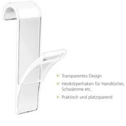 WENKO Crochet Radiateur Sèche Serviette, Lot De 6 Crochets Transparent, 2.5 X 10.5 X 7 Cm, 2 éponges Offertes 9 WENKO Crochet Radiateur Sèche Serviette, Lot De 6 Crochets Transparent, 2.5 X 10.5 X 7 Cm, 2 éponges Offertes -WENKO Soldes 32712541 3