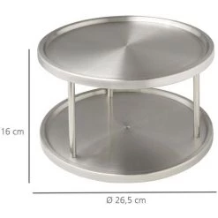 WENKO Plateau Tournant Placard Cuisine, Plateau Tournant épice, 2 Plateaux, Acier Inox, ø26.5x15.5 Cm, Lot De 2 éponges Offertes -WENKO Soldes 32712542 3