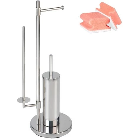WENKO Serviteur WC 3en1, Distributeur Papier Toilette, Brosse WC Et Range Papier Toilette, Universalo Neo, Lot De 2 éponges Offertes 3 WENKO Serviteur WC 3en1, Distributeur Papier Toilette, Brosse WC Et Range Papier Toilette, Universalo Neo, Lot De 2 éponges Offertes