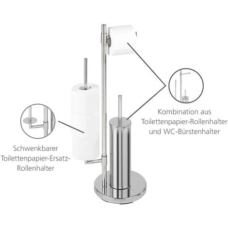 WENKO Serviteur WC 3en1, Distributeur Papier Toilette, Brosse WC Et Range Papier Toilette, Universalo Neo, Lot De 2 éponges Offertes 4 WENKO Serviteur WC 3en1, Distributeur Papier Toilette, Brosse WC Et Range Papier Toilette, Universalo Neo, Lot De 2 éponges Offertes – Image 2