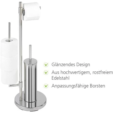 WENKO Serviteur WC 3en1, Distributeur Papier Toilette, Brosse WC Et Range Papier Toilette, Universalo Neo, Lot De 2 éponges Offertes 6 WENKO Serviteur WC 3en1, Distributeur Papier Toilette, Brosse WC Et Range Papier Toilette, Universalo Neo, Lot De 2 éponges Offertes – Image 4