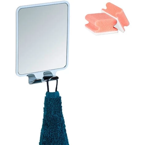 WENKO Miroir Mural Sans Perçage Vacuum Loc®, Miroir Antibuée Pour Utilisation Sous La Douche, Quadro, 14x19,5x8 Cm, Lot De 2 éponges Offertes 3 WENKO Miroir Mural Sans Perçage Vacuum Loc®, Miroir Antibuée Pour Utilisation Sous La Douche, Quadro, 14x19,5x8 Cm, Lot De 2 éponges Offertes