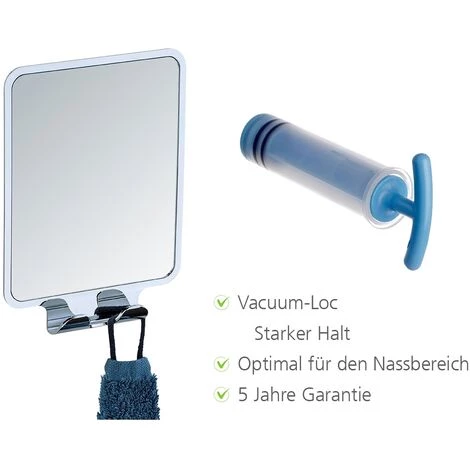 WENKO Miroir Mural Sans Perçage Vacuum Loc®, Miroir Antibuée Pour Utilisation Sous La Douche, Quadro, 14x19,5x8 Cm, Lot De 2 éponges Offertes 5 WENKO Miroir Mural Sans Perçage Vacuum Loc®, Miroir Antibuée Pour Utilisation Sous La Douche, Quadro, 14x19,5x8 Cm, Lot De 2 éponges Offertes – Image 3