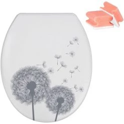 WENKO Abattant WC Original, Abattant WC Avec Frein De Chute, Fixation Inox, Duroplast, Lot De 2 éponges Offertes