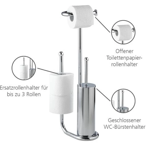 WENKO Serviteur WC 3en1, Distributeur Papier Toilette, Brosse WC Et Range Papier Toilette, Universalo, Lot De 2 éponges Offertes 4 WENKO Serviteur WC 3en1, Distributeur Papier Toilette, Brosse WC Et Range Papier Toilette, Universalo, Lot De 2 éponges Offertes – Image 2