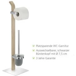 WENKO Combiné WC 2en1, Brosse WC Et Dérouleur Papier Toilette, Bois Et Acier Chromé, Lot De 2 éponges Offertes 10 WENKO Combiné WC 2en1, Brosse WC Et Dérouleur Papier Toilette, Bois Et Acier Chromé, Lot De 2 éponges Offertes -WENKO Soldes 32712551 4