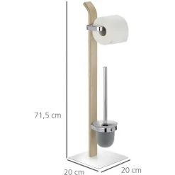 WENKO Combiné WC 2en1, Brosse WC Et Dérouleur Papier Toilette, Bois Et Acier Chromé, Lot De 2 éponges Offertes 11 WENKO Combiné WC 2en1, Brosse WC Et Dérouleur Papier Toilette, Bois Et Acier Chromé, Lot De 2 éponges Offertes -WENKO Soldes 32712551 5