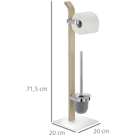 WENKO Combiné WC 2en1, Brosse WC Et Dérouleur Papier Toilette, Bois Et Acier Chromé, Lot De 2 éponges Offertes 7 WENKO Combiné WC 2en1, Brosse WC Et Dérouleur Papier Toilette, Bois Et Acier Chromé, Lot De 2 éponges Offertes – Image 5