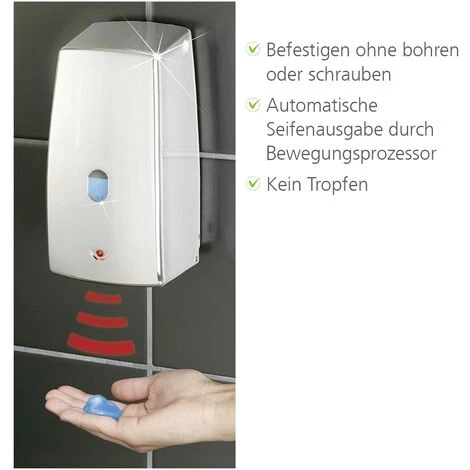 WENKO Distributeur Savon Automatique Mural, Sans Contact, Système Infrarouge, 650 Ml, Lot De 2 éponges Offertes 4 WENKO Distributeur Savon Automatique Mural, Sans Contact, Système Infrarouge, 650 Ml, Lot De 2 éponges Offertes – Image 2