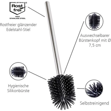 WENKO Tête Rechange Brosse Wc Noir Silicone, ø7,5 Cm, Lot De 2 éponges Offertes 5 WENKO Tête Rechange Brosse Wc Noir Silicone, ø7,5 Cm, Lot De 2 éponges Offertes – Image 3