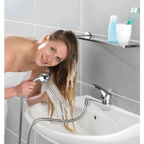 WENKO Douchette Lavabo, Douchette Lavabo Salle De Bain Universelle En Inox, Longueur 1m50, Lot De 2 éponges Offertes 7 WENKO Douchette Lavabo, Douchette Lavabo Salle De Bain Universelle En Inox, Longueur 1m50, Lot De 2 éponges Offertes – Image 5