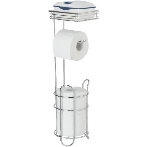 WENKO Serviteur WC 3en1, Porte Papier Papier Toilette Sur Pied Avec étagère De Rangement Et Range Papier Toilette Jusqu'à 2 Rouleaux, Métal, 15x18x59 Cm, Chromé 3 WENKO Serviteur WC 3en1, Porte Papier Papier Toilette Sur Pied Avec étagère De Rangement Et Range Papier Toilette Jusqu'à 2 Rouleaux, Métal, 15x18x59 Cm, Chromé