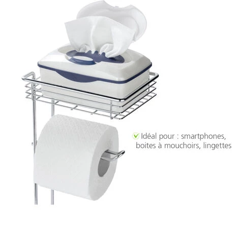 WENKO Serviteur WC 3en1, Porte Papier Papier Toilette Sur Pied Avec étagère De Rangement Et Range Papier Toilette Jusqu'à 2 Rouleaux, Métal, 15x18x59 Cm, Chromé 5 WENKO Serviteur WC 3en1, Porte Papier Papier Toilette Sur Pied Avec étagère De Rangement Et Range Papier Toilette Jusqu'à 2 Rouleaux, Métal, 15x18x59 Cm, Chromé – Image 3