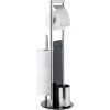 WENKO Serviteur WC Ravina 3en1, Brosse WC Et Dérouleur Papier Toilette, Range Papier Toilette Jusqu'à 3 Rouleaux, Acier Inox - Verre Trempé, Ø 20x70 Cm, Noir - Brillant -WENKO Soldes 32747958 1
