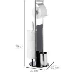 WENKO Serviteur WC Ravina 3en1, Brosse WC Et Dérouleur Papier Toilette, Range Papier Toilette Jusqu'à 3 Rouleaux, Acier Inox - Verre Trempé, Ø 20x70 Cm, Noir - Brillant 10 WENKO Serviteur WC Ravina 3en1, Brosse WC Et Dérouleur Papier Toilette, Range Papier Toilette Jusqu'à 3 Rouleaux, Acier Inox - Verre Trempé, Ø 20x70 Cm, Noir - Brillant -WENKO Soldes 32747958 4