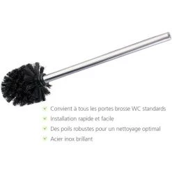 WENKO Brosse WC De Rechange, Brosse WC Noire Avec Manche En Acier Inox, Lot De 4 Brosses WC De Rechange, Format économique, Plastique - Acier Inox, ø8x35cm, Brillant - Noir 9 WENKO Brosse WC De Rechange, Brosse WC Noire Avec Manche En Acier Inox, Lot De 4 Brosses WC De Rechange, Format économique, Plastique - Acier Inox, ø8x35cm, Brillant - Noir -WENKO Soldes 32747968 3