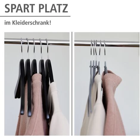 WENKO Cintre Alessia, Cintre Gain De Place Gris, Surface Antidérapante, Idéal Pour Les Manteaux, Vestes, Robes, Lot De 20 Cintres, 41x21,5 Cm, épaisseur 5 Mm, Gris 7 WENKO Cintre Alessia, Cintre Gain De Place Gris, Surface Antidérapante, Idéal Pour Les Manteaux, Vestes, Robes, Lot De 20 Cintres, 41x21,5 Cm, épaisseur 5 Mm, Gris – Image 5
