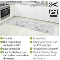 WENKO Tapis De Bain En Mousse Marmor, Tapis Salle De Bain Antidérapant Effet Marbre, Plastique, 65x200 Cm, Gris 9 WENKO Tapis De Bain En Mousse Marmor, Tapis Salle De Bain Antidérapant Effet Marbre, Plastique, 65x200 Cm, Gris -WENKO Soldes 32804253 3
