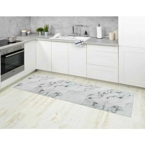 WENKO Tapis De Bain En Mousse Marmor, Tapis Salle De Bain Antidérapant Effet Marbre, Plastique, 65x200 Cm, Gris 7 WENKO Tapis De Bain En Mousse Marmor, Tapis Salle De Bain Antidérapant Effet Marbre, Plastique, 65x200 Cm, Gris – Image 5
