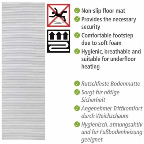 WENKO Tapis De Bain En Mousse, Tapis Salle De Bain Antidérapant, Plastique, 65x200 Cm, Blanc 4 WENKO Tapis De Bain En Mousse, Tapis Salle De Bain Antidérapant, Plastique, 65x200 Cm, Blanc – Image 2