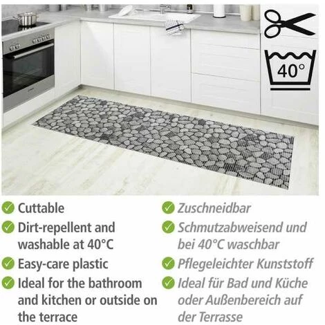 WENKO Tapis De Bain En Mousse Sassi, Tapis Salle De Bain Antidérapant, Plastique Effet Pierre, 65x200 Cm, Gris 5 WENKO Tapis De Bain En Mousse Sassi, Tapis Salle De Bain Antidérapant, Plastique Effet Pierre, 65x200 Cm, Gris – Image 3