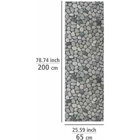 WENKO Tapis De Bain En Mousse Sassi, Tapis Salle De Bain Antidérapant, Plastique Effet Pierre, 65x200 Cm, Gris 6 WENKO Tapis De Bain En Mousse Sassi, Tapis Salle De Bain Antidérapant, Plastique Effet Pierre, 65x200 Cm, Gris – Image 4