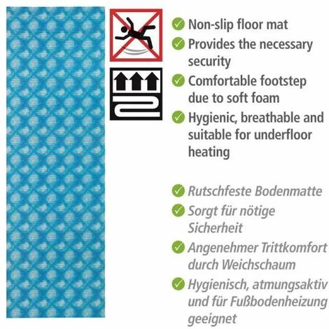 WENKO Tapis De Bain En Mousse Flow, Tapis Salle De Bain Antidérapant, Plastique, 65x200 Cm, Bleu 4 WENKO Tapis De Bain En Mousse Flow, Tapis Salle De Bain Antidérapant, Plastique, 65x200 Cm, Bleu – Image 2