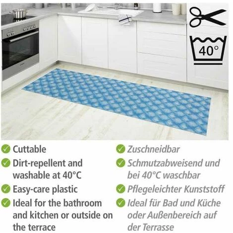 WENKO Tapis De Bain En Mousse Flow, Tapis Salle De Bain Antidérapant, Plastique, 65x200 Cm, Bleu 5 WENKO Tapis De Bain En Mousse Flow, Tapis Salle De Bain Antidérapant, Plastique, 65x200 Cm, Bleu – Image 3