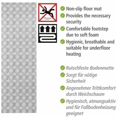 WENKO Tapis De Bain En Mousse Flow, Tapis Salle De Bain Antidérapant, Plastique, 65x200 Cm, Gris 4 WENKO Tapis De Bain En Mousse Flow, Tapis Salle De Bain Antidérapant, Plastique, 65x200 Cm, Gris – Image 2