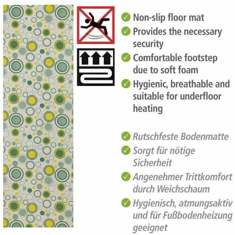 WENKO Tapis De Bain En Mousse Retro, Tapis Salle De Bain Antidérapant, Plastique, 65x200 Cm, Multicolore 4 WENKO Tapis De Bain En Mousse Retro, Tapis Salle De Bain Antidérapant, Plastique, 65x200 Cm, Multicolore – Image 2