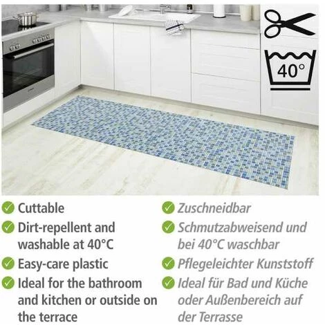 WENKO Tapis De Bain En Mousse Mosaic, Tapis Salle De Bain Antidérapant, Plastique, 65x200 Cm, Multicolore 5 WENKO Tapis De Bain En Mousse Mosaic, Tapis Salle De Bain Antidérapant, Plastique, 65x200 Cm, Multicolore – Image 3